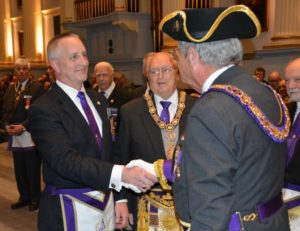Fred A. Dobson accepts his election as 2018 Senior Grand Warden for the Massachusetts Freemasons.